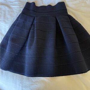 Elegant Navy Blue Textured Women's Skirt